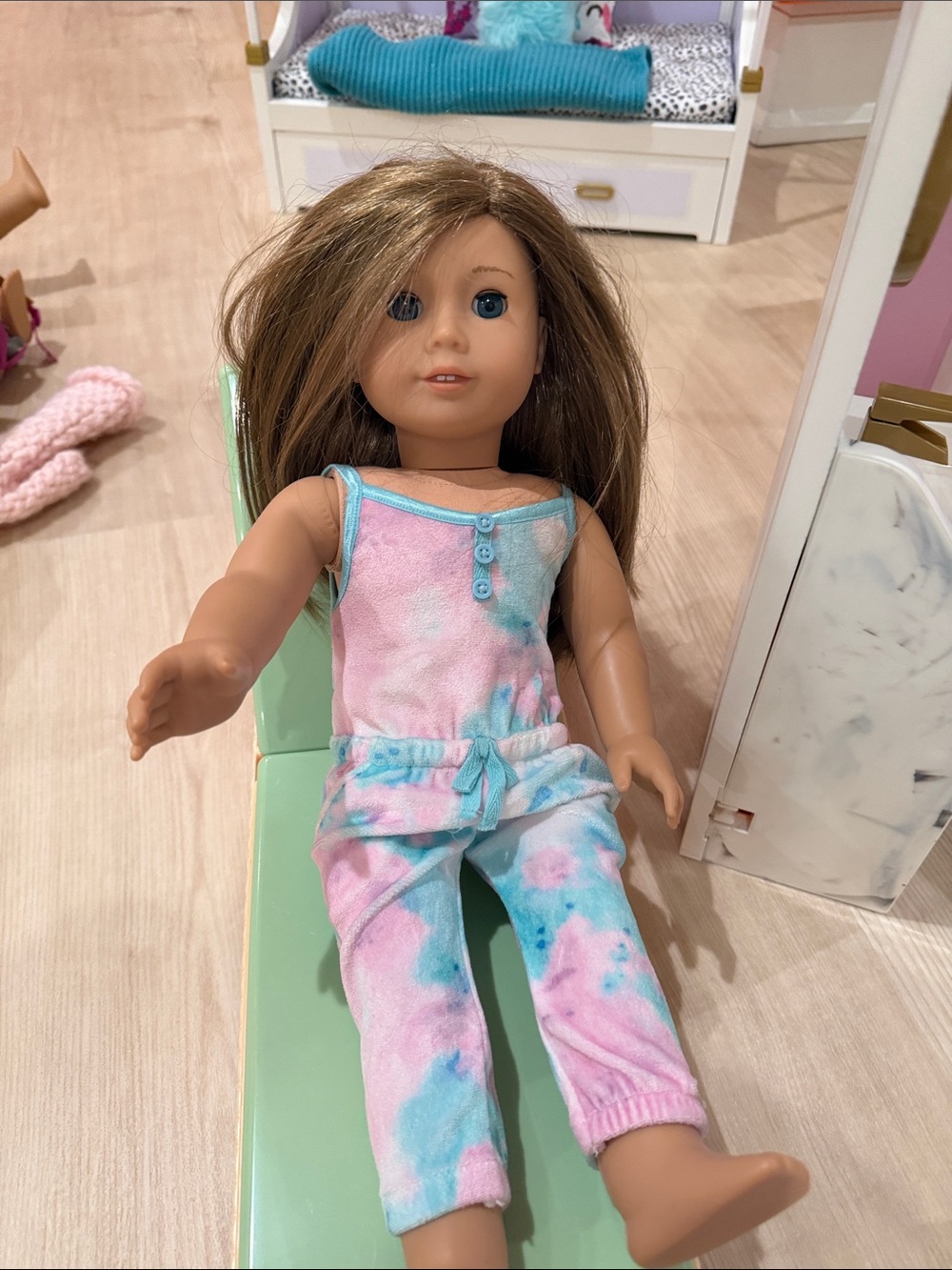 American Girl Pink, Blue & White Tie-Dye Pajama Set for Doll